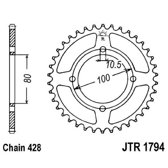 Reťazová rozeta JT JTR 1794-45 45T, 428